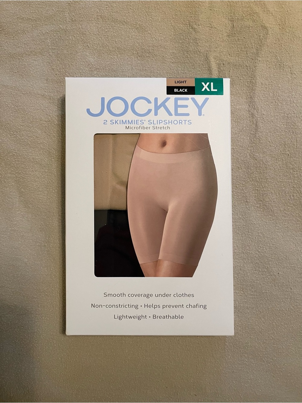 Jockey 2 Skimmies Slipshorts - Light Nude & Black (XL)